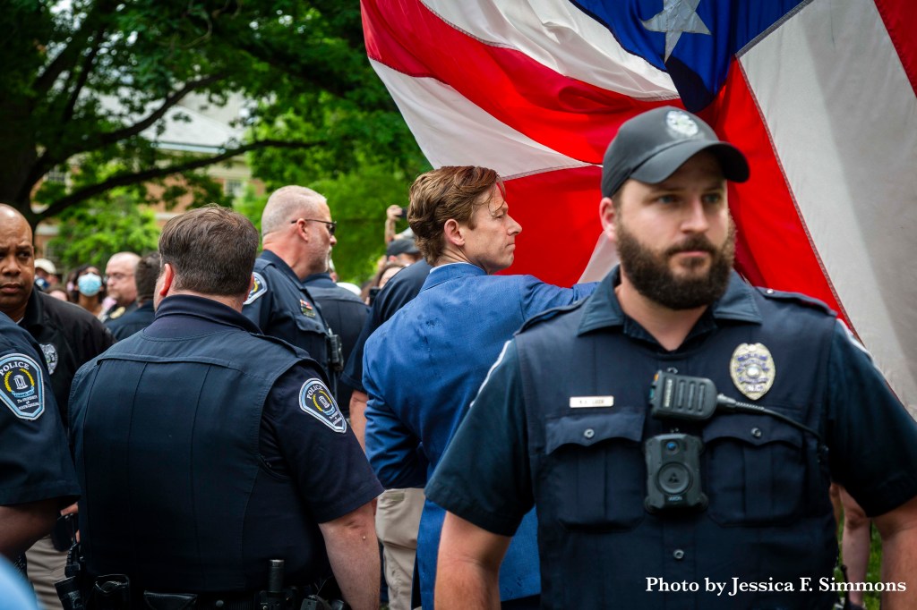 UNC interim chancellor leads police force after pro-Palestinian protesters remove U.S. flag from center&nbsp;campus